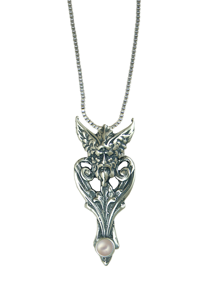 Sterling Silver Thor Viking Pendant With Cultured Freshwater Pearl